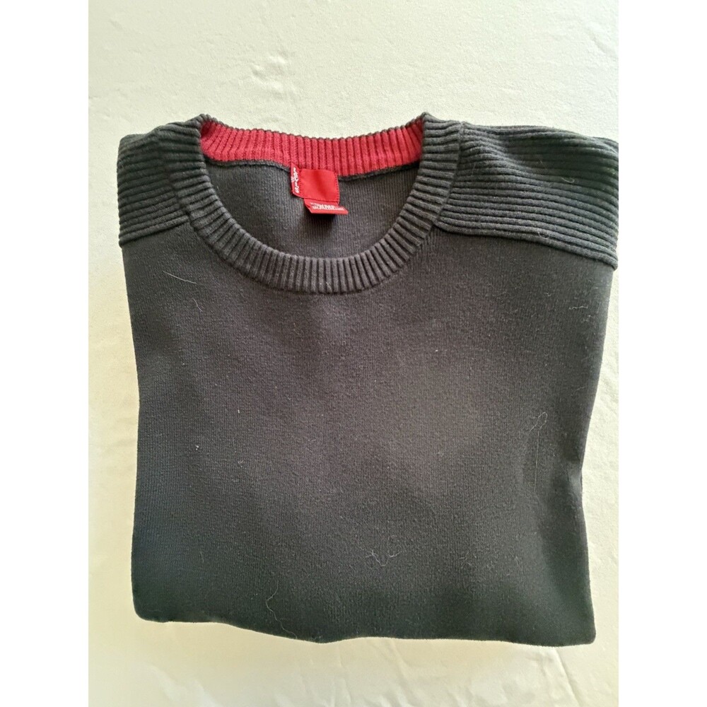 Levi's Vintage Men's Cotton Knit Crewneck Pullover Sweater 2XL Black Solid Logo